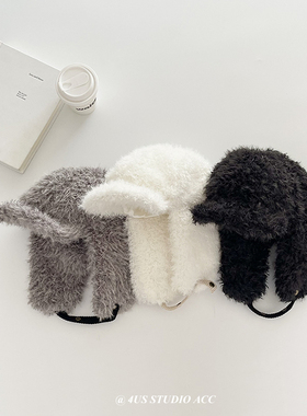 雷锋帽女2024新款冬季加绒加厚毛绒帽子韩国博主同款飞行帽显脸小