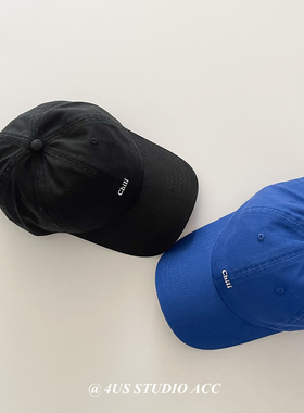 2025夏季新款显白宝蓝色遮阳棒球帽子女简约刺绣字母鸭舌帽显脸小