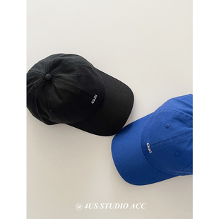 2025夏季 显白宝蓝色遮阳棒球帽子女简约刺绣字母鸭舌帽显脸小 新款