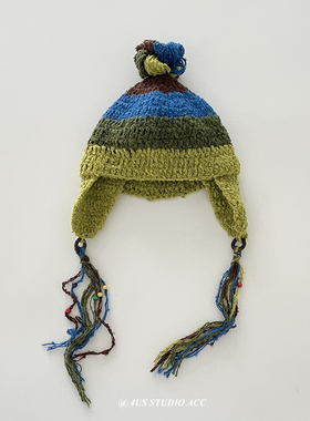 小众街头潮牌个性羊毛圈圈绒手钩毛线帽情侣百搭护耳雷锋帽针织帽