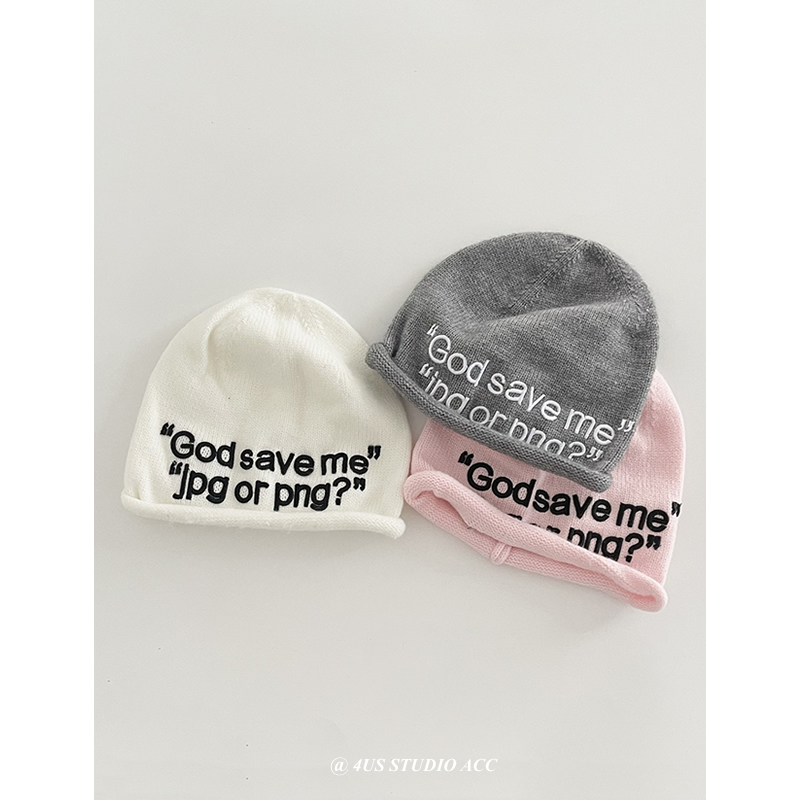 甜酷辣妹粉色潮牌针织帽