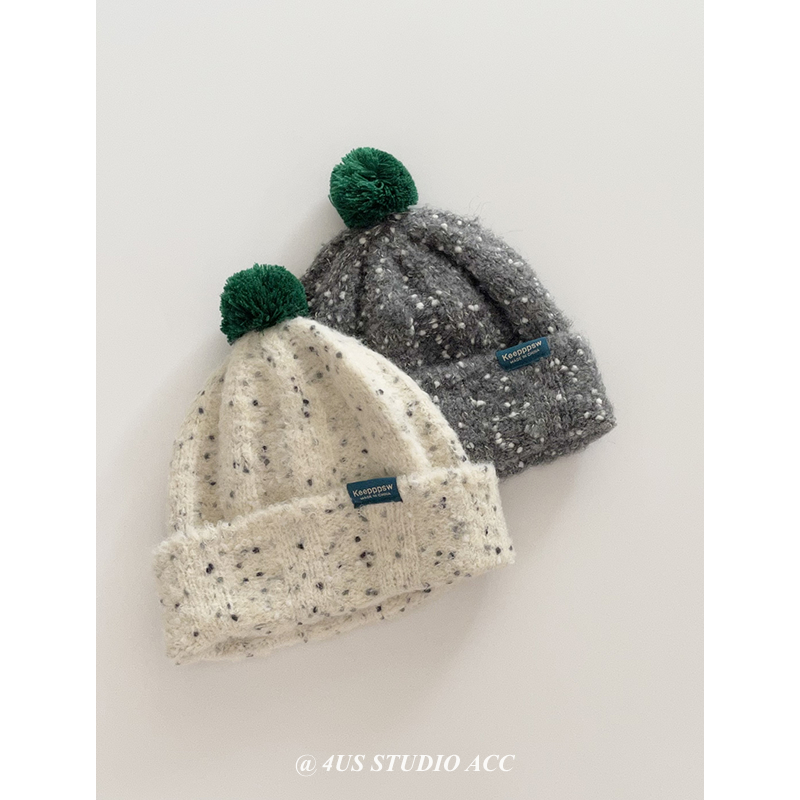 秋冬新款彩点毛线帽加厚保暖