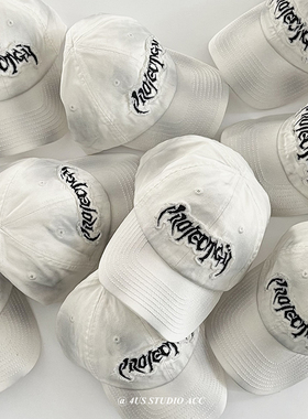 vibe风做旧刺绣棒球帽女韩版百搭软顶街头潮牌情侣鸭舌帽男显脸小