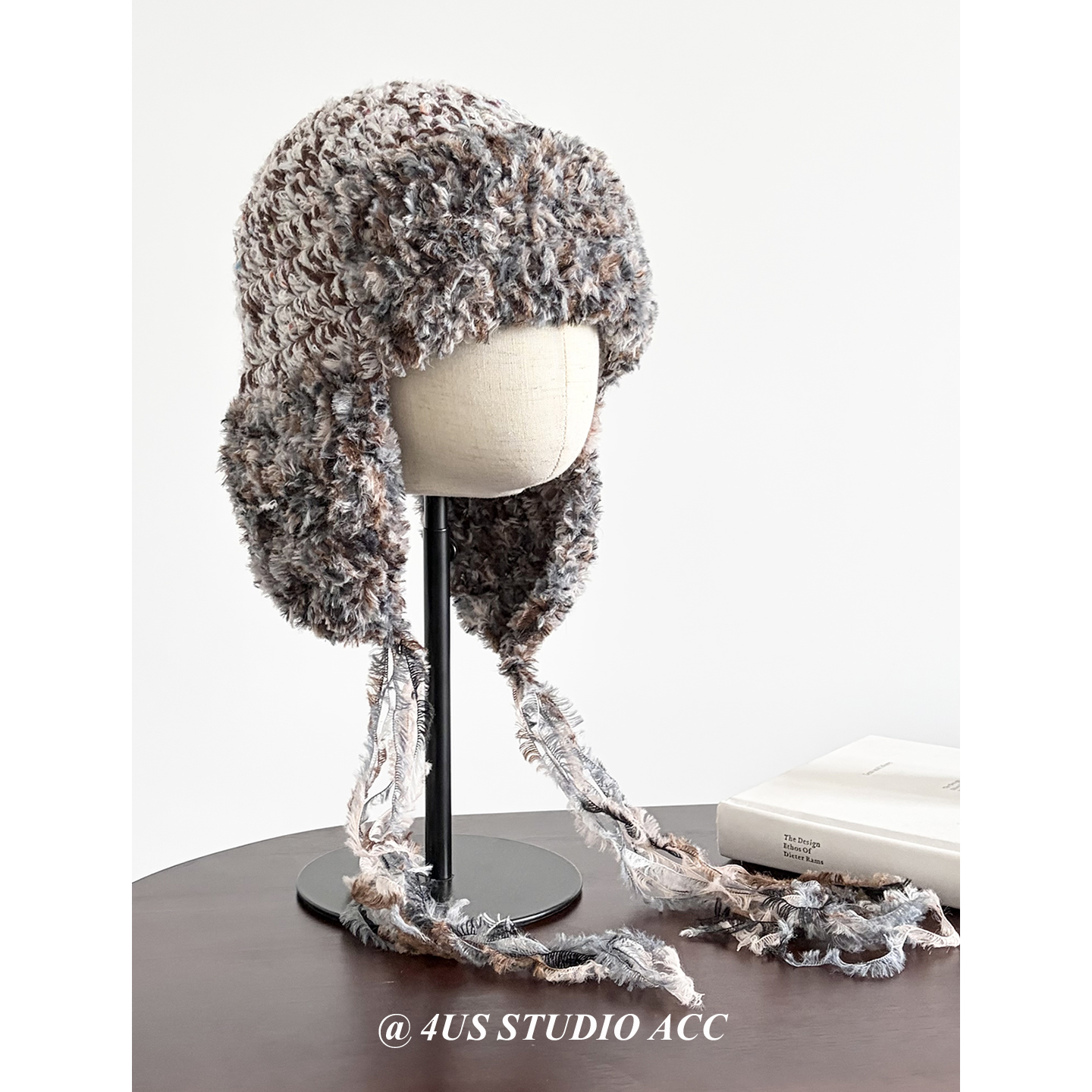 韩版手工针织毛绒雷锋帽