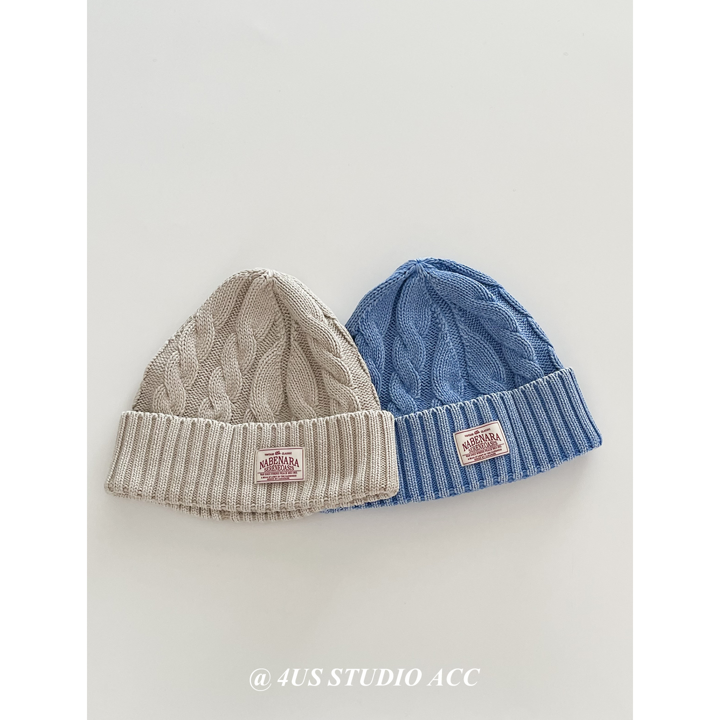 美式复古学院风麻花针织毛线帽