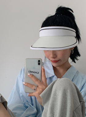 日本UV防晒帽女夏季网红遮脸大沿空顶帽防紫外线骑车遮阳太阳帽子