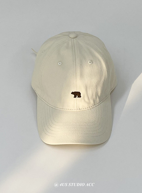 美式软顶复古北极熊刺绣棒球帽女春夏季宽帽檐显脸小鸭舌帽子男潮