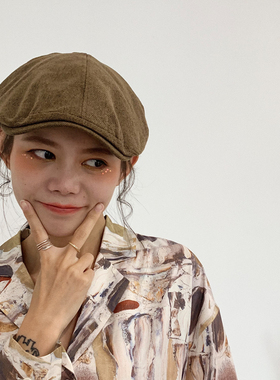 日系复古女式前进帽网红同款帽子休闲百搭春夏季韩版短檐贝雷帽潮