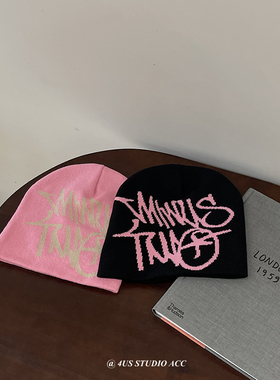 秋冬新款韩国小众针织帽女秋冬季保暖套头冷帽街拍凹造型毛线帽潮