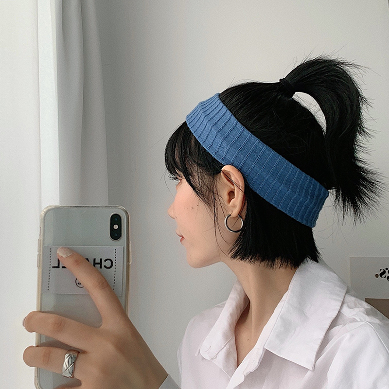 运动复古宽边弹力针织女简约发带
