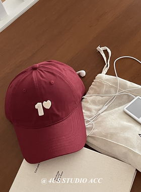 小众设计师款深顶鸭舌帽女早秋新款爱心刺绣情侣遮阳棒球帽显脸小