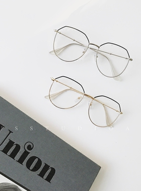 韩版金属全框眼镜框女潮圆形大框文艺复古简约圆脸显瘦平光镜架男
