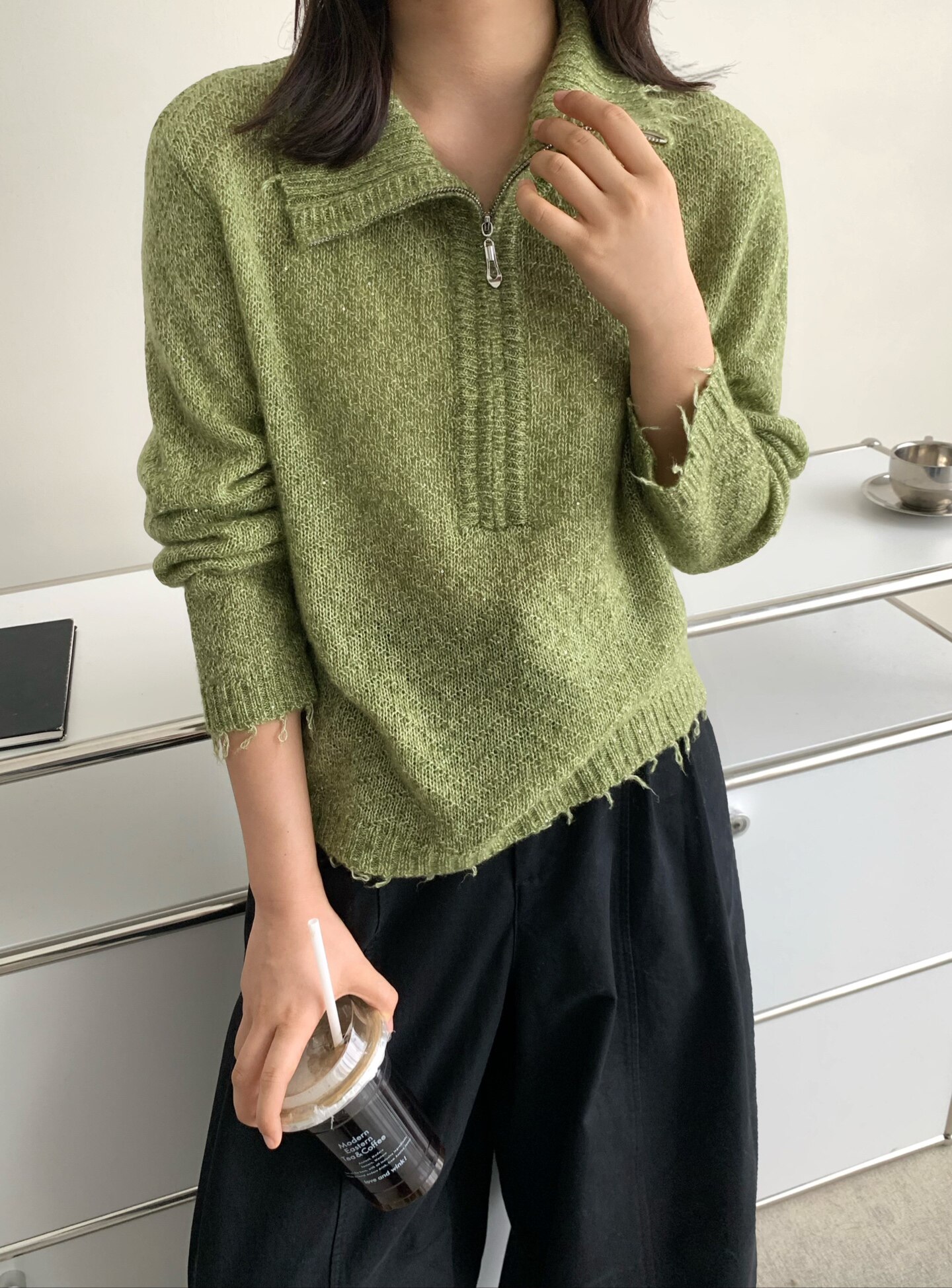 翻领半拉链套头毛衣女宽松百搭慵懒软糯针织衫上衣2026秋冬新款
