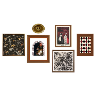 加安加丽北欧风中古客厅艺术挂画玄关餐厅小众法式复古装饰画组合