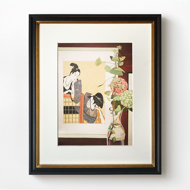 加安加丽浮世绘签约插画师dann纯手绘水彩装饰画客厅餐厅玄关挂画