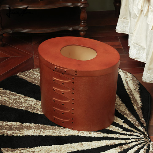 加安加丽复古手工木质垃圾桶北欧夏克盒桌面摆件收纳盒小众纸巾盒