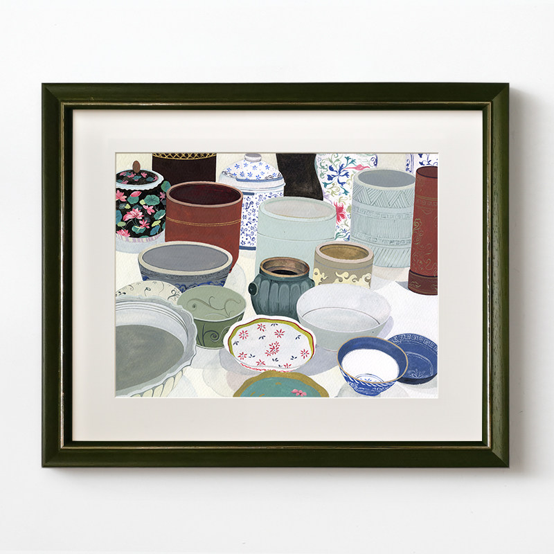 加安加丽签约插画师dann纯手绘水彩装饰画 客厅餐厅玄关挂画