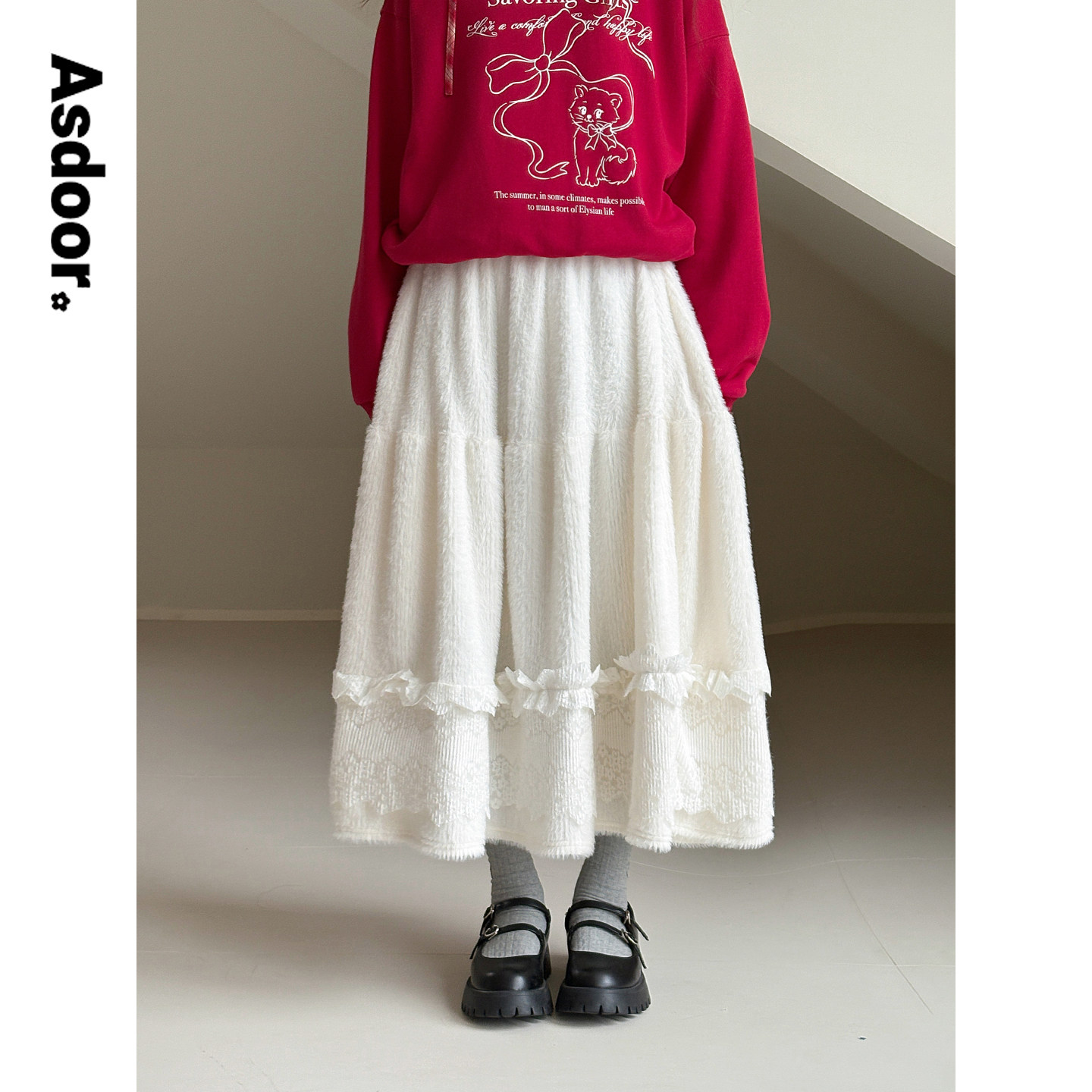 女大童裙子毛绒半身裙