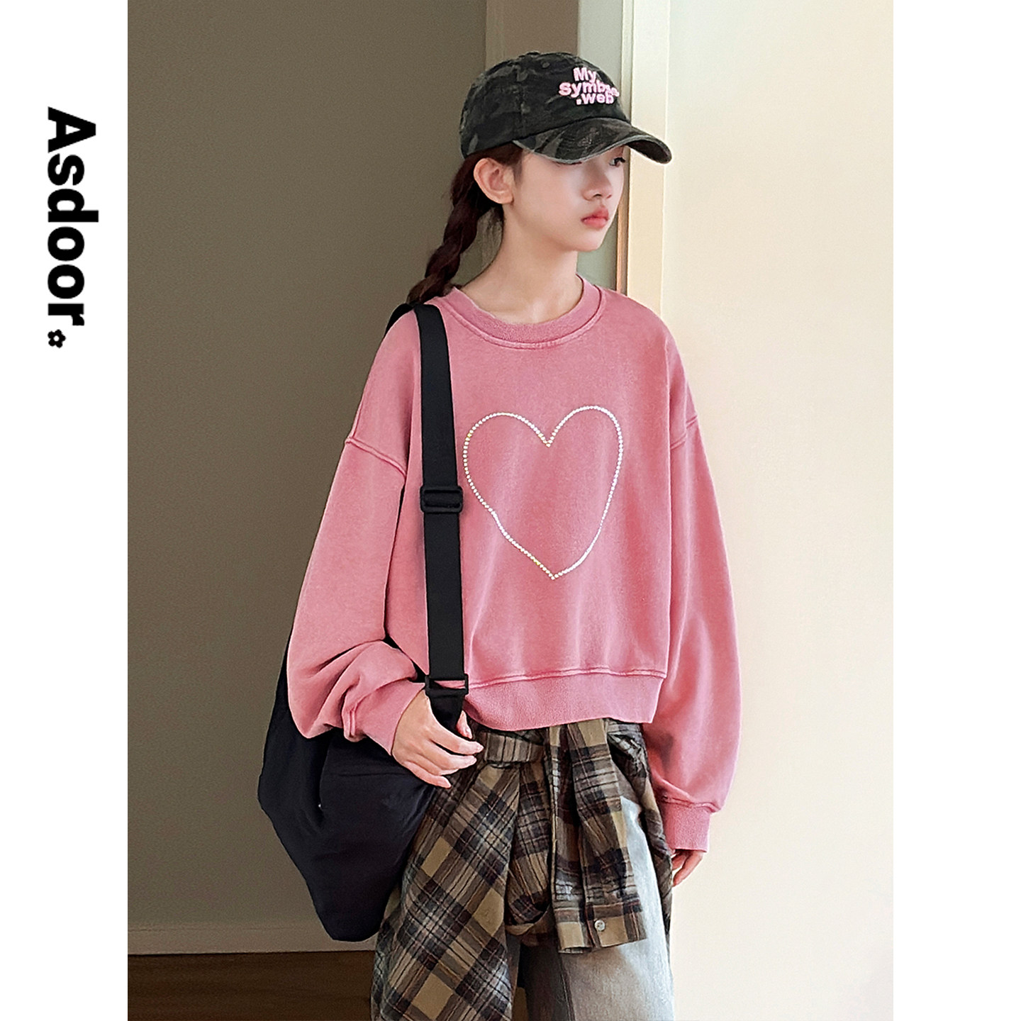 【粉色少女】初中生卫衣2026春装新款青少年简约休闲贴钻套头上衣,童装/婴儿装/亲子装,卫衣/绒衫,淘宝优惠券,粉丝福利购,淘宝优惠卷