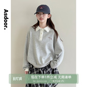 休闲套头上衣潮 青少年洋气POLO衫 艾上朵女童翻领卫衣2025秋装 新款