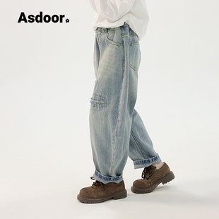 儿童休闲裤 艾上朵女童牛仔裤 中大童宽松阔腿老爹裤 新款 子 2025秋装