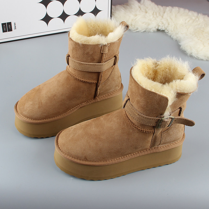 厚底羊皮毛一体雪地靴女2025冬季加绒全羊毛保暖短筒舒适防滑棉靴,女鞋,时尚雪地靴,淘宝优惠券,粉丝福利购,淘宝优惠卷