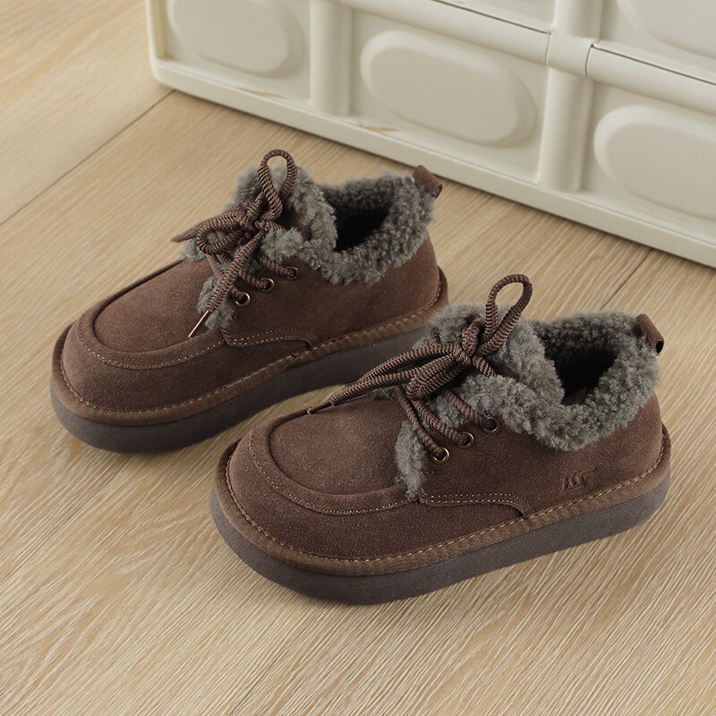 低帮真皮羊毛雪地靴女2025冬棉鞋