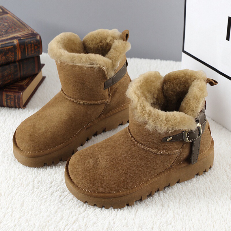 时尚全羊毛雪地靴女皮毛一体棉鞋