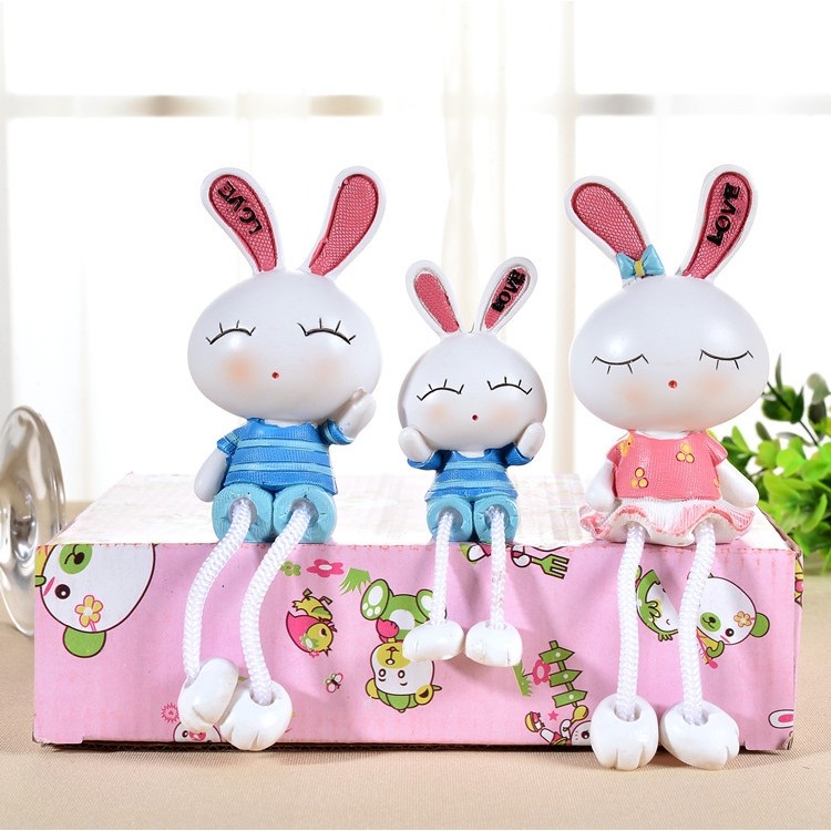 现代树脂工艺品卡通摆件吊脚娃娃兔子创意新奇特礼品家居饰品,玩具/童车/益智/积木/模型,白模填色/模具彩绘/石膏娃娃,淘宝优惠券,粉丝福利购,淘宝优惠卷