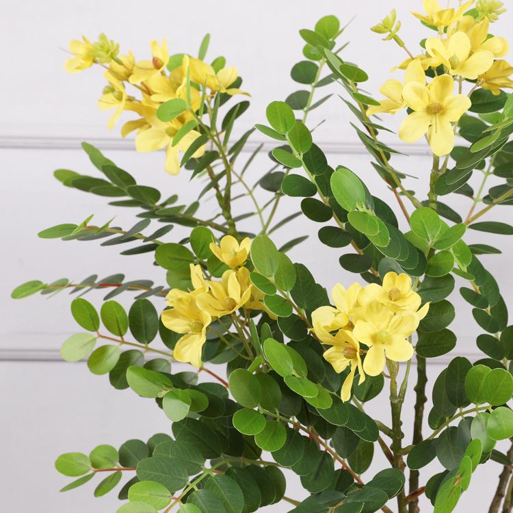 欧丽菲仿真花单支2头槐花田园婚庆装饰花橱窗园林造景仿真黄槐花