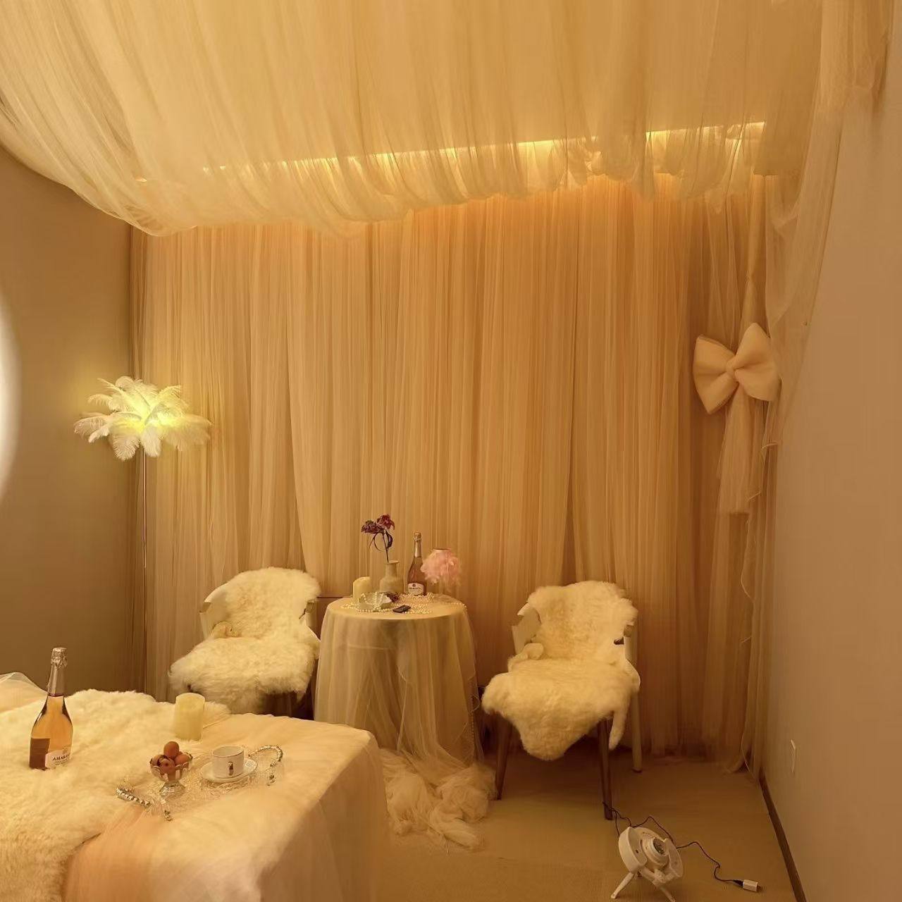 疗愈纱幔波浪吊顶装饰天花板防尘美容院遮丑防尘卧室氛围打造布置,节庆用品/礼品,吊顶纱幔,淘宝优惠券,粉丝福利购,淘宝优惠卷