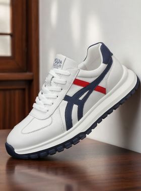 真皮男鞋2026新款头层牛皮透气白色软底软面阿甘鞋百搭运动休闲鞋