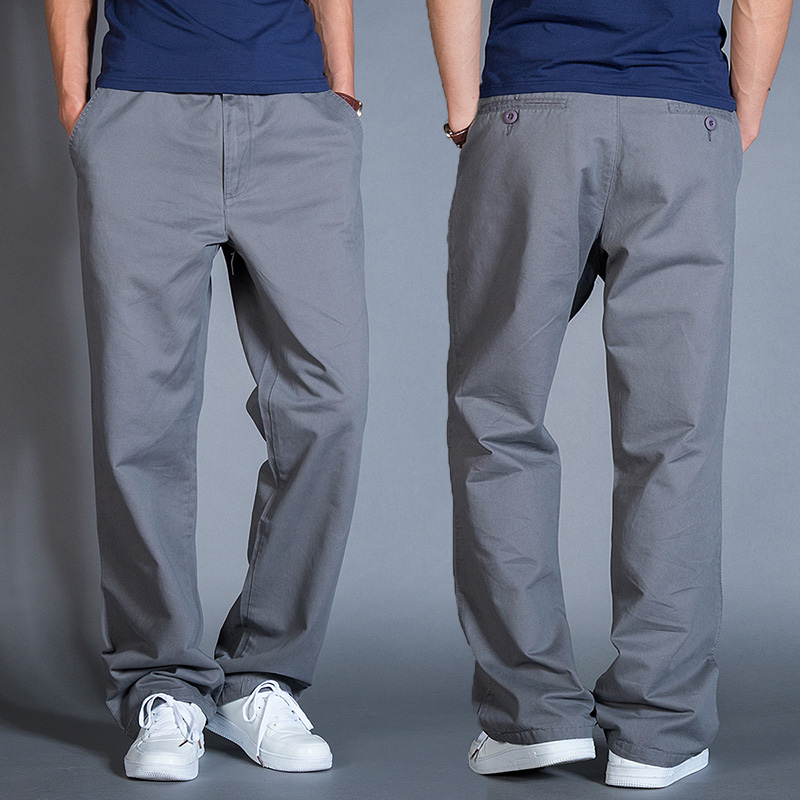 秋季厚款休闲裤男纯棉长裤宽松直筒男士宽松长裤胖子大码工装裤子