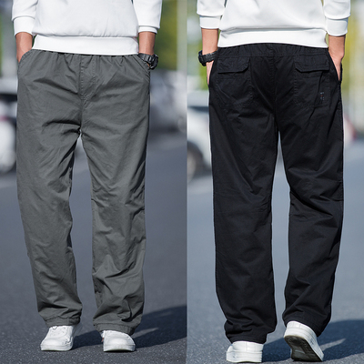 秋冬加绒加厚直筒中年爸爸休闲裤