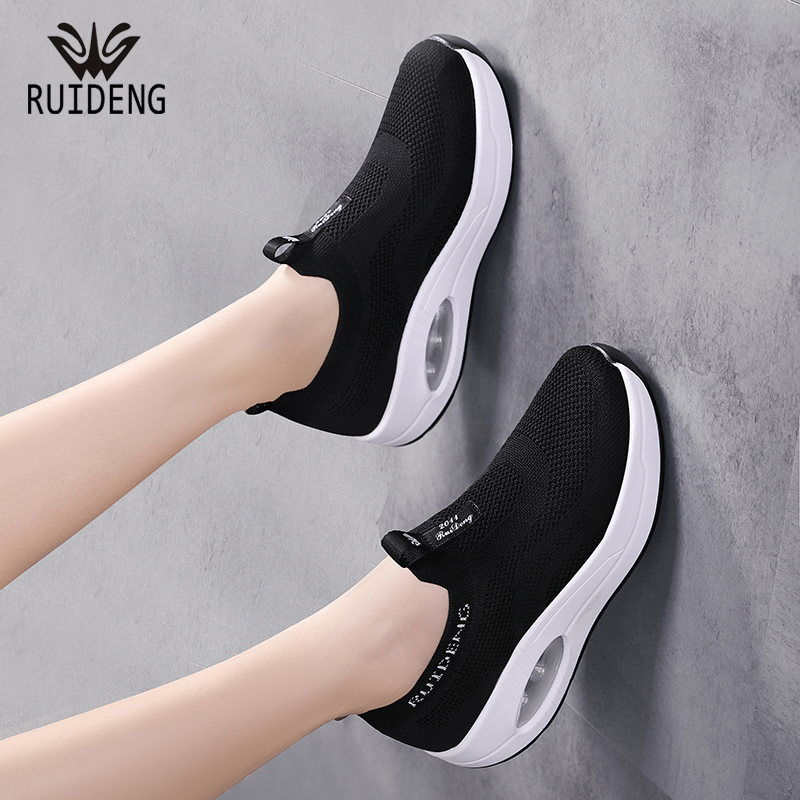 睿登休闲厚底摇摇织网妈妈鞋