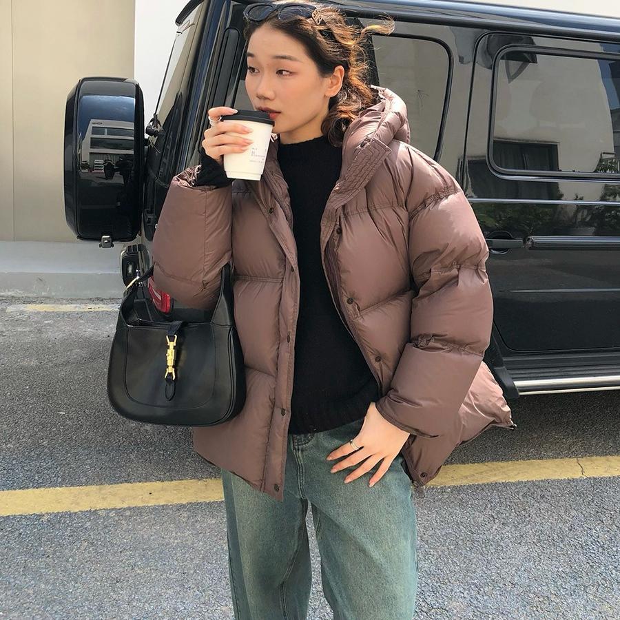 保暖白鸭绒连帽BLUEPOPS羽绒服女