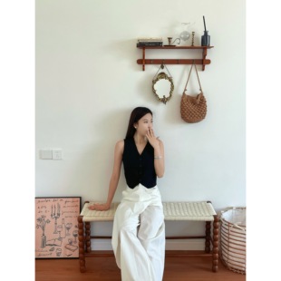 套装 YIMEINIJIA2026通勤简约V领马甲背心女 不规则设计感阔腿裤