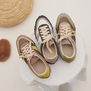 TOMBOR复古拼色超火阿甘鞋女2025年新款休闲运动慢跑鞋厚底训练鞋