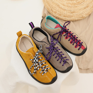 TOMBOR原创25春新厚底系带拼接撞色手工头层牛皮百搭日系登山鞋女