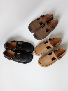 春夏柔软舒适圆头浅口森系手工女鞋 鞋 履社原创日系复古玛丽珍女鞋