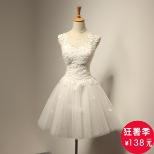 婚纱礼服新娘2025新款敬酒服包肩宴会礼服一字肩伴娘服短款蓬蓬裙