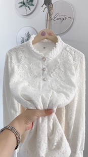 加绒衫 木耳边名媛上衣套头衬衣显瘦遮肉减龄爆款 新款 秋季 打底衫