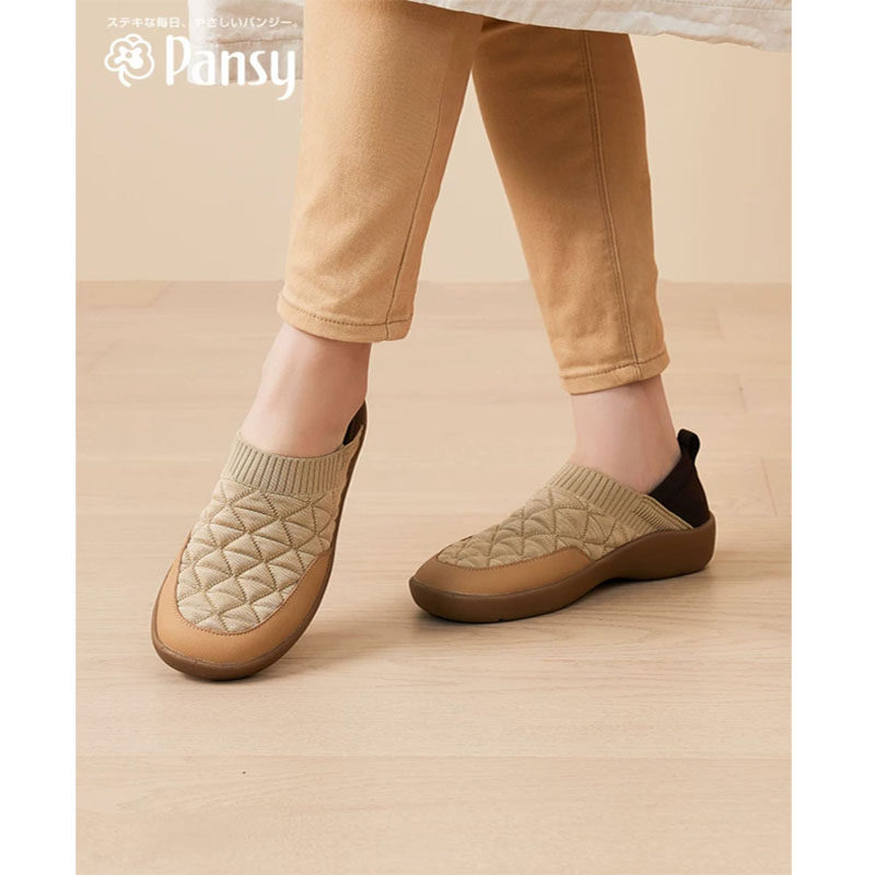 Pansy日本女鞋轻便一脚蹬拇外翻踩跟两穿轻便舒适防滑妈妈鞋秋款
