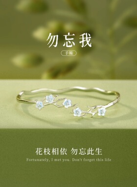 S999足银手镯女款高级感轻奢小众镯子情人节生日礼物送老婆