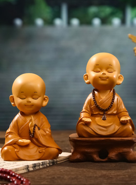 小和尚人物沙弥禅意摆件手办玩偶