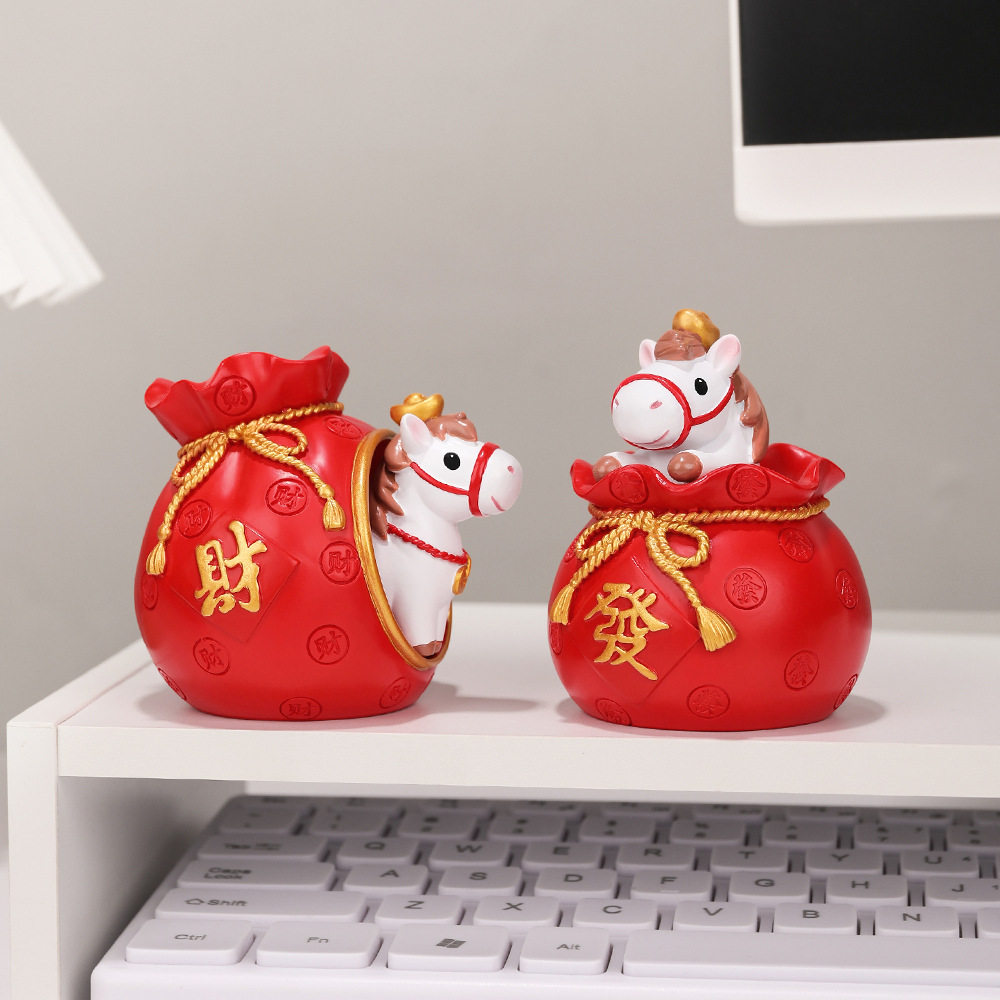 创意马上发财桌面小摆件马年福袋吉祥物办公桌玩偶吉祥物2026新款,家居饰品,桌面摆件,淘宝优惠券,粉丝福利购,淘宝优惠卷