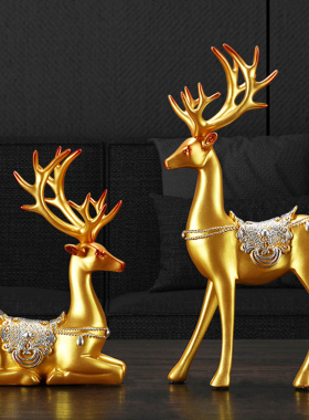 发财鹿梅花鹿客厅一鹿平安摆件
