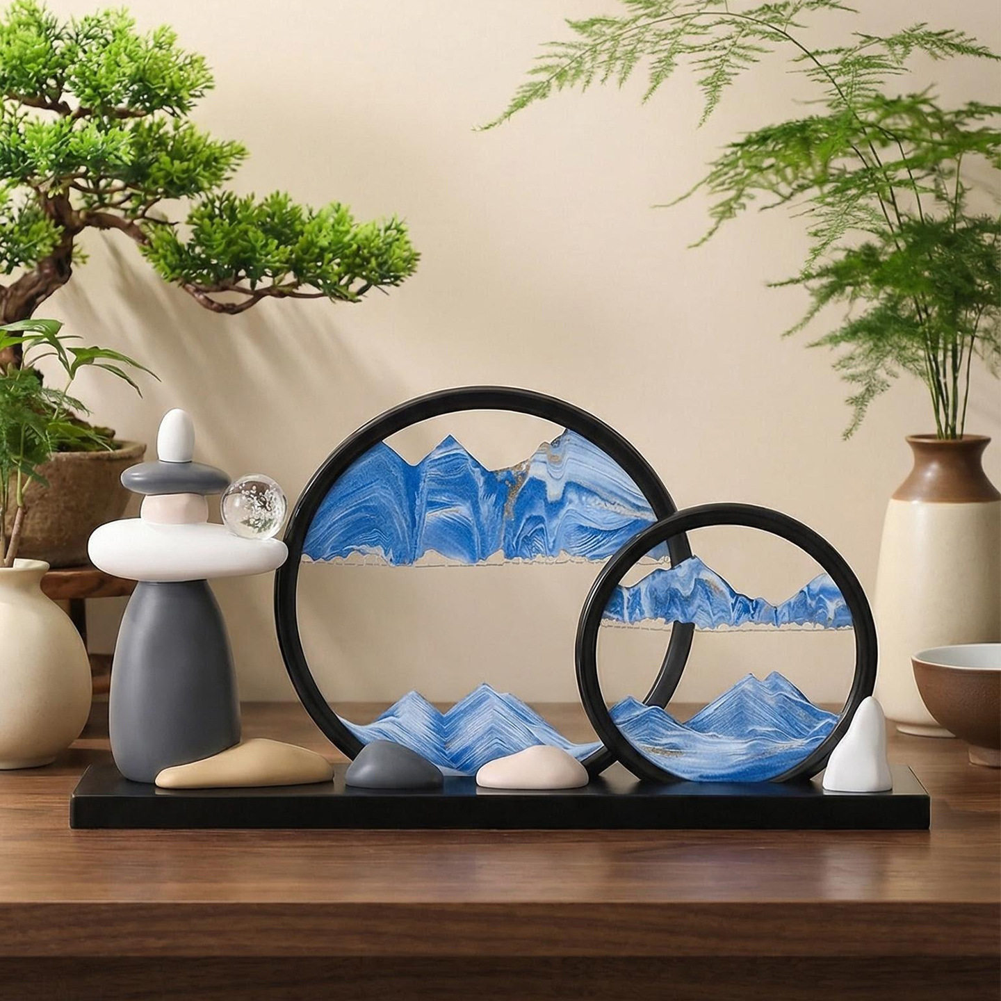 石来运转流沙画送朋友客户装饰品