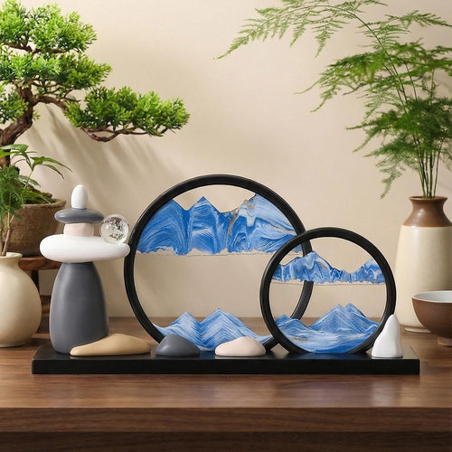 石来运转流沙画送朋友客户装饰品