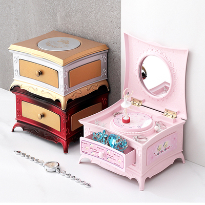 旋转音乐盒芭蕾舞上发条老式礼物